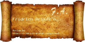 Fridrich Arikán névjegykártya